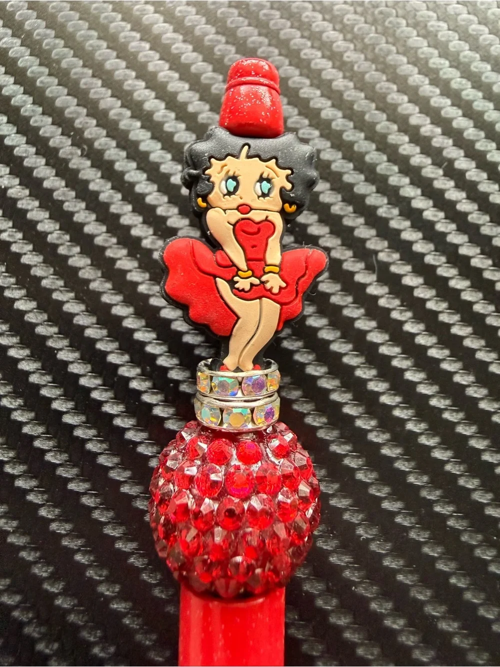 Betty Boop Red Crystal Beaded Ballpoint Pen